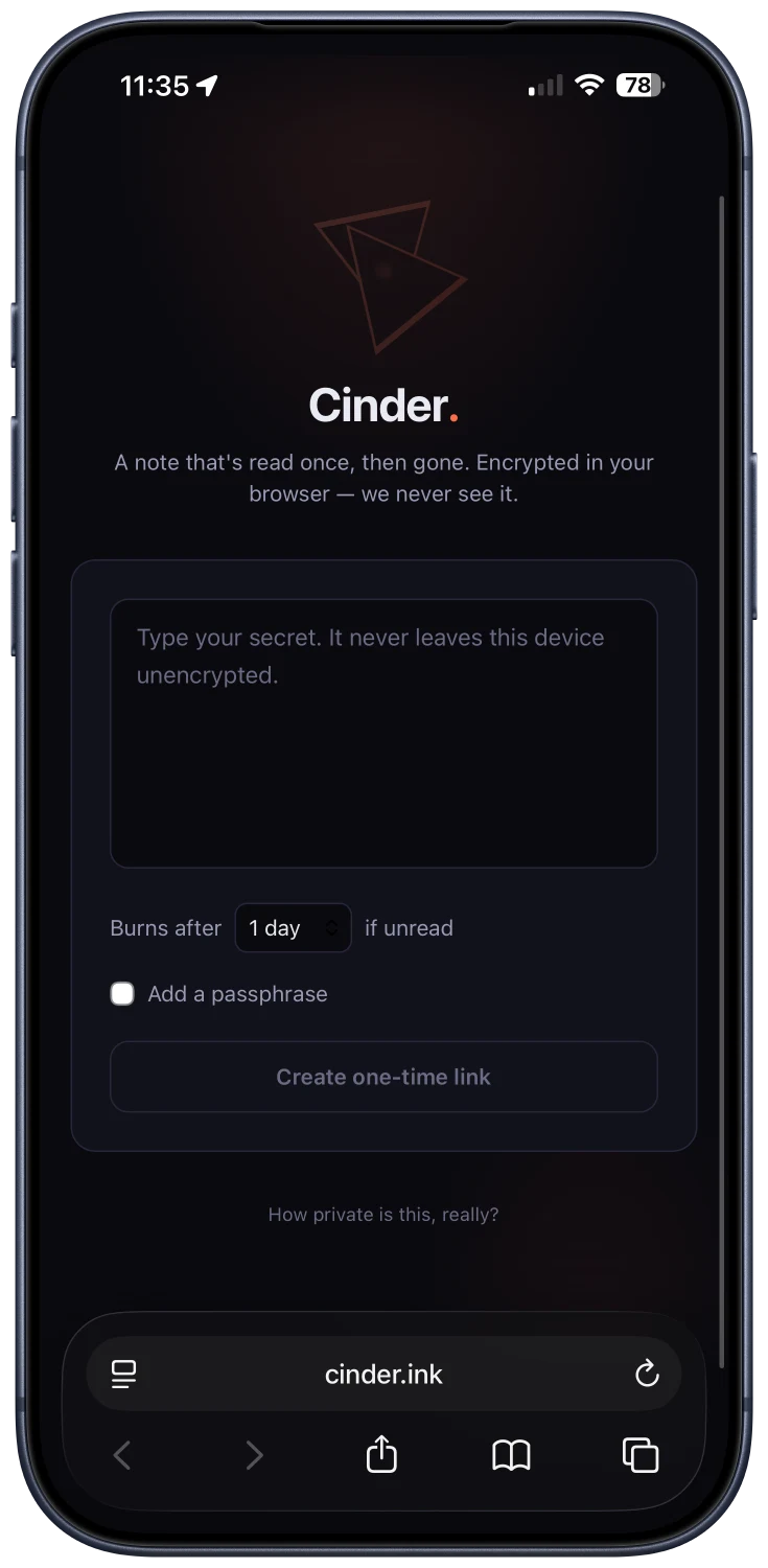 Cinder product screen